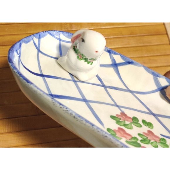 1996 Vintage Annalea Collection Anne Albutine Giftcraft Bunny Tray / Dish 5x7" - Picture 4 of 9